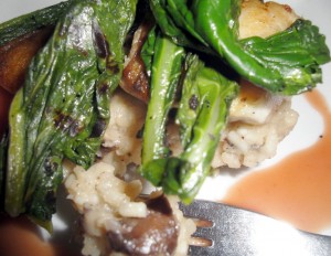 Gluten-Free Pan-Roasted Bass on Mushroom Risotto