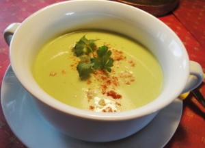 Creamy Broccoli Soup thickened with potatoes. 